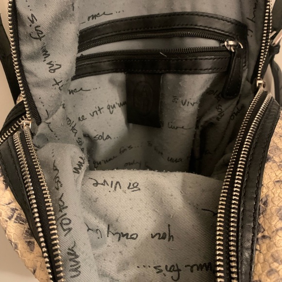 Ash Black and Cream Python Snake Print Backpack - Picture 6 of 12